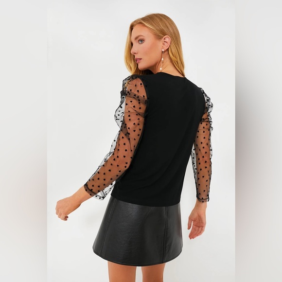 Hyacinth House NEW Black Tulle Long Sleeve Heart Darla Blouse Size Small - Picture 3 of 9